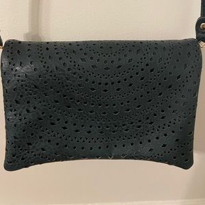 Street Level Justina Laser Cut Clutch Purse in Dark Teal/Gold NWT Stitch Fix